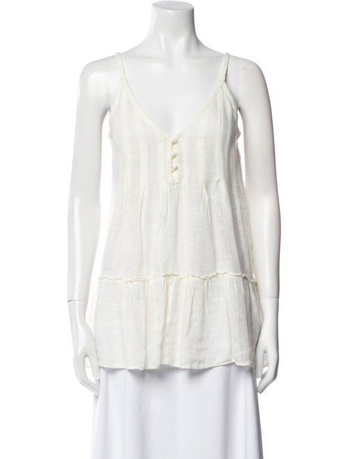 Calypso St. Barth Linen V-Neck Blouse