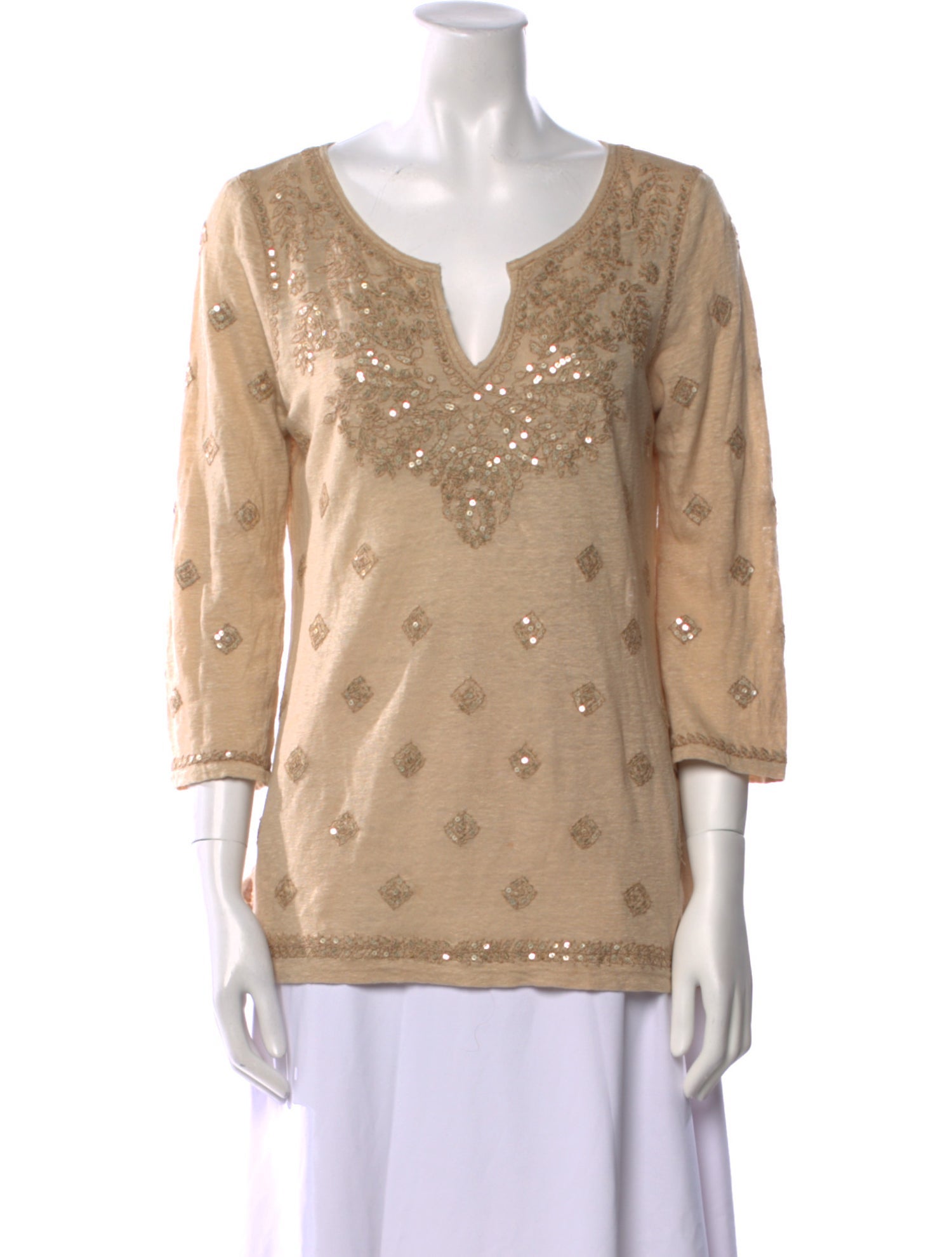 Calypso St. Barth Linen Printed Blouse