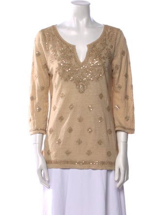 Calypso St. Barth Linen Printed Blouse