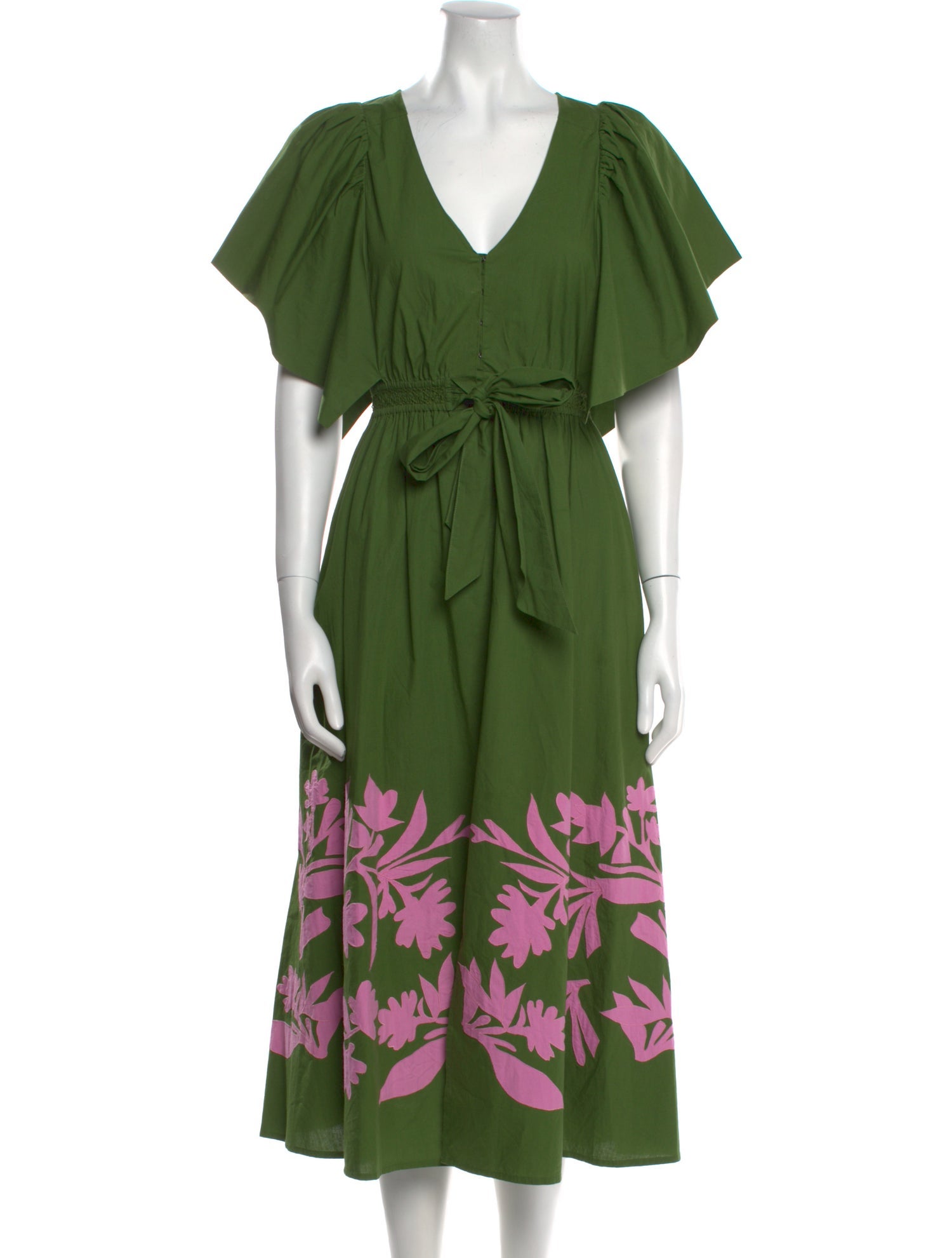 Calypso St. Barth V-Neck Midi Length Dress