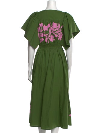 Calypso St. Barth V-Neck Midi Length Dress