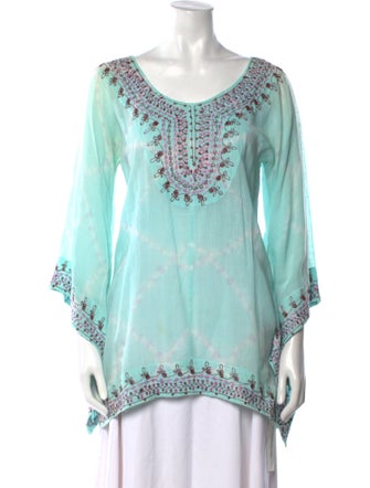 Calypso St. Barth Tie-Dye Print Scoop Neck Tunic