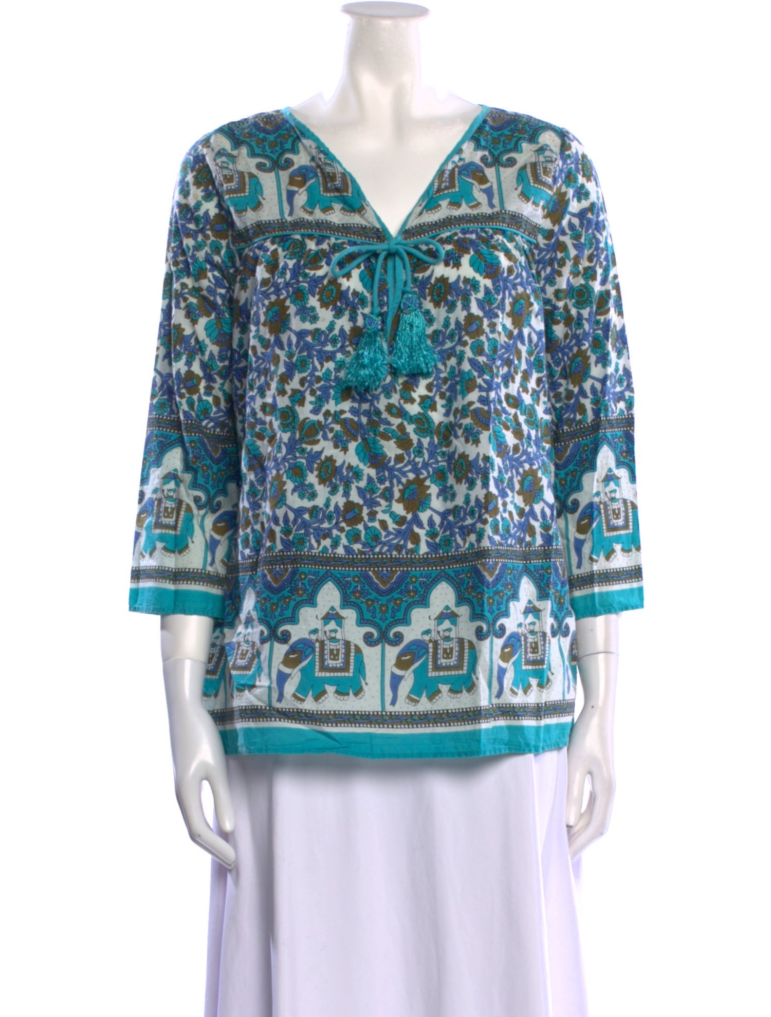 Calypso St. Barth Printed V-Neck Blouse
