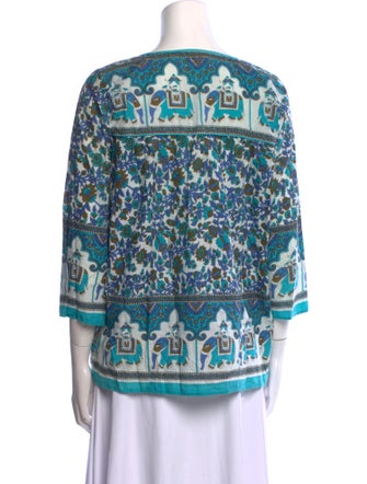 Calypso St. Barth Printed V-Neck Blouse