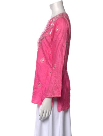 Calypso St. Barth Silk Patterned Blouse