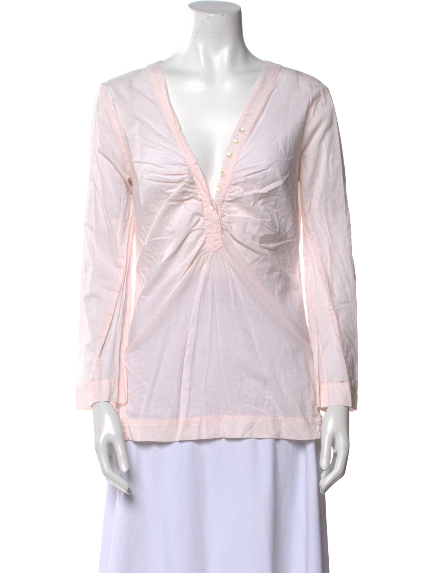 Calypso St. Barth V-Neck Long Sleeve Blouse