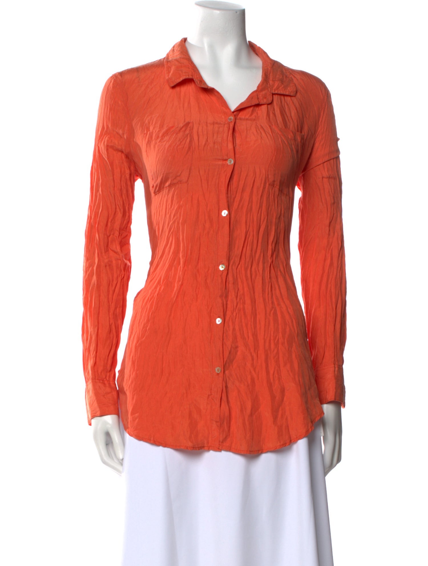 Calypso St. Barth Silk Long Sleeve Button-Up Top