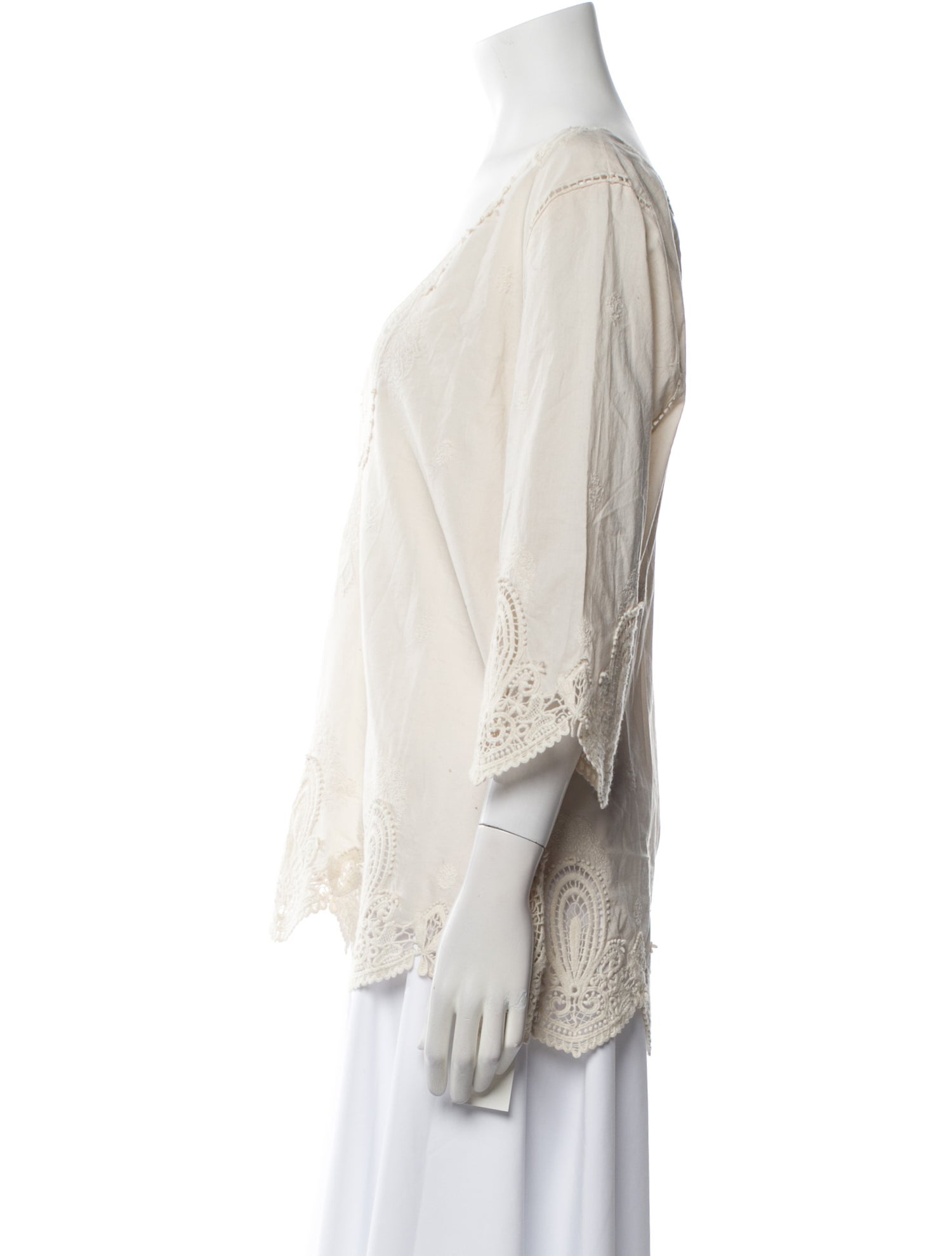 Calypso St. Barth V-Neck Three-Quarter Sleeve Blouse w/ Tags