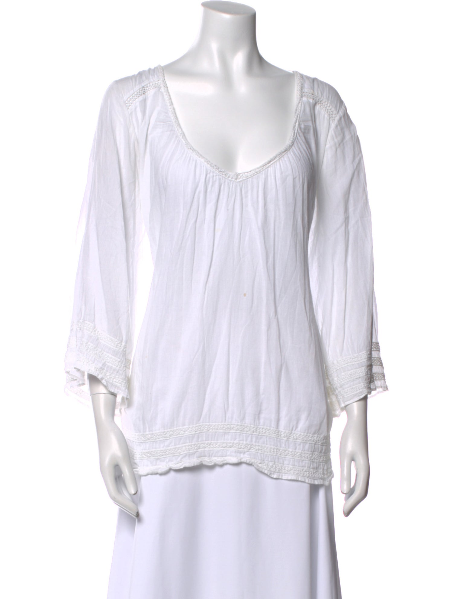 Calypso St. Barth V-Neck Three-Quarter Sleeve Blouse