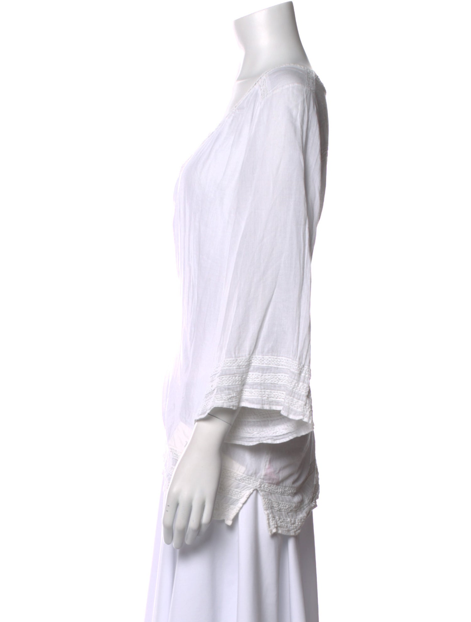 Calypso St. Barth V-Neck Three-Quarter Sleeve Blouse