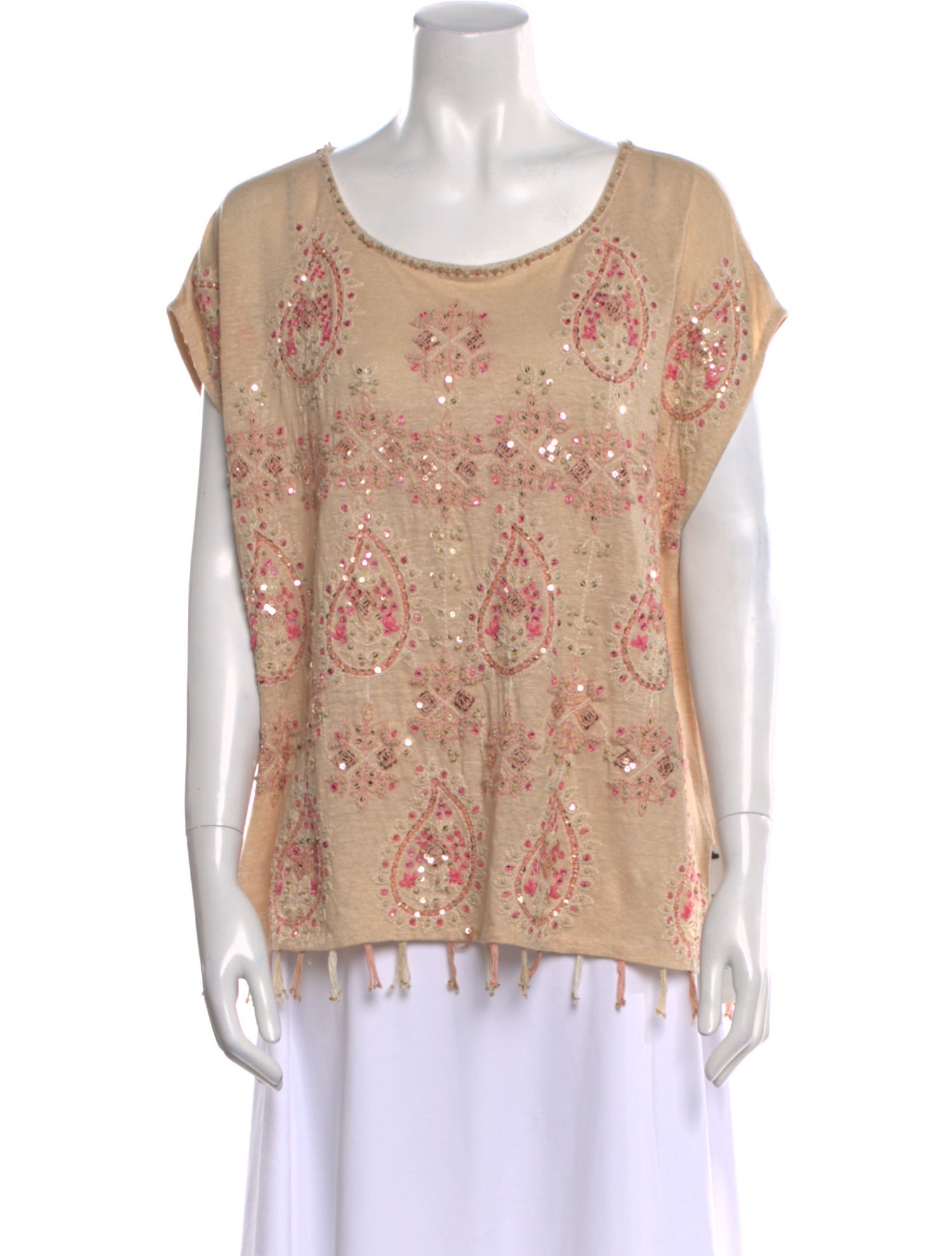 Calypso St. Barth Linen Floral Print Blouse