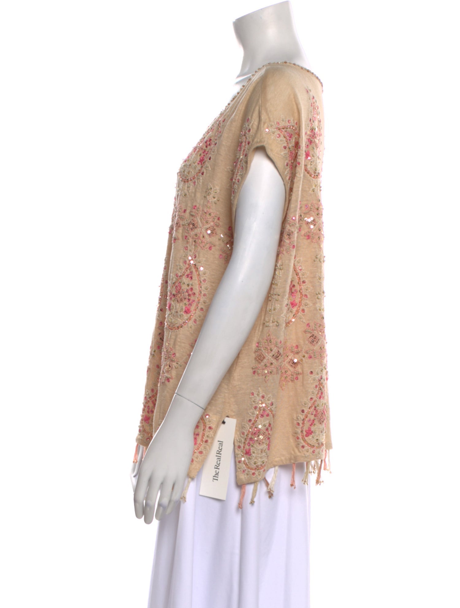 Calypso St. Barth Linen Floral Print Blouse