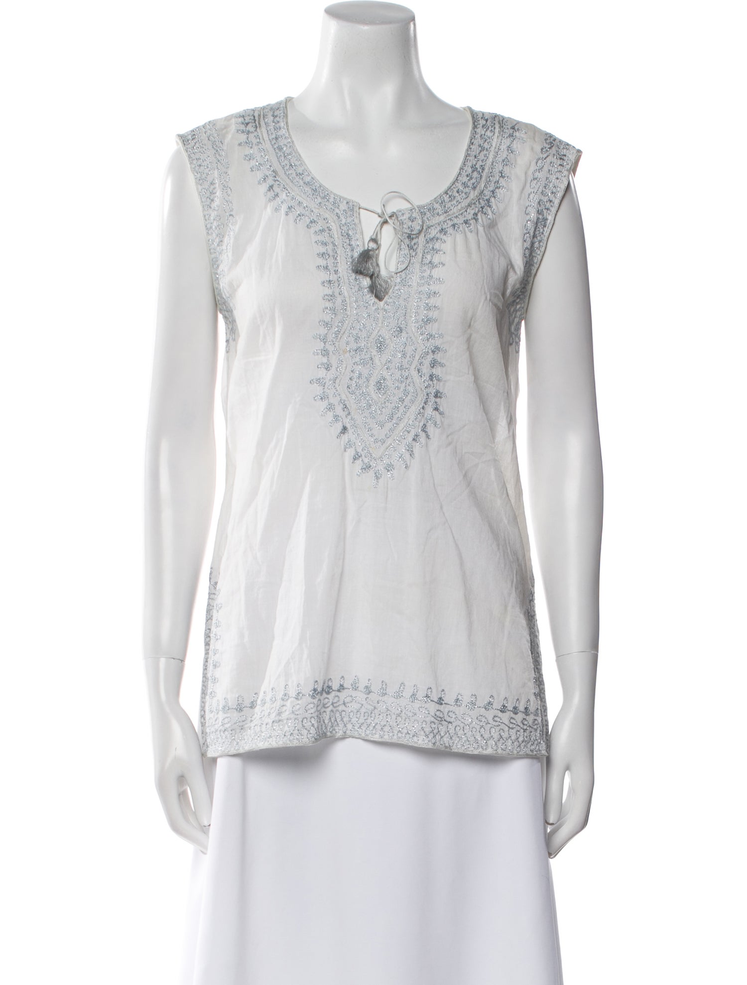 Calypso St. Barth Scoop Neck Sleeveless Blouse