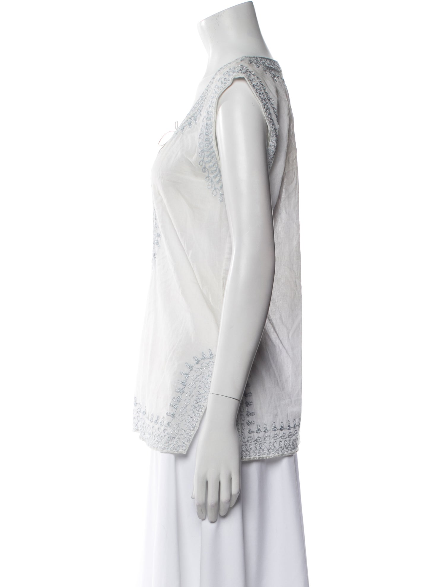 Calypso St. Barth Scoop Neck Sleeveless Blouse