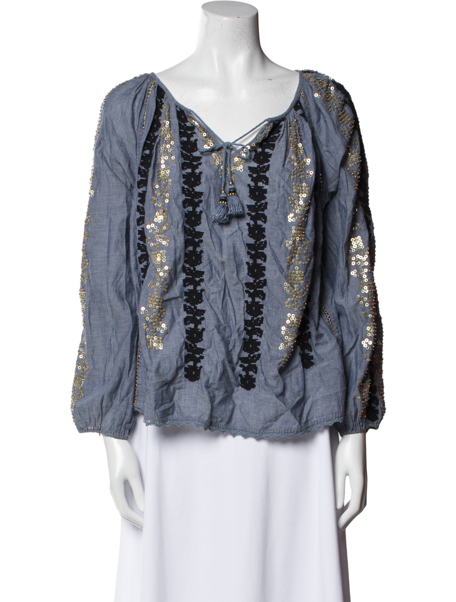 Calypso St. Barth Printed V-Neck Blouse