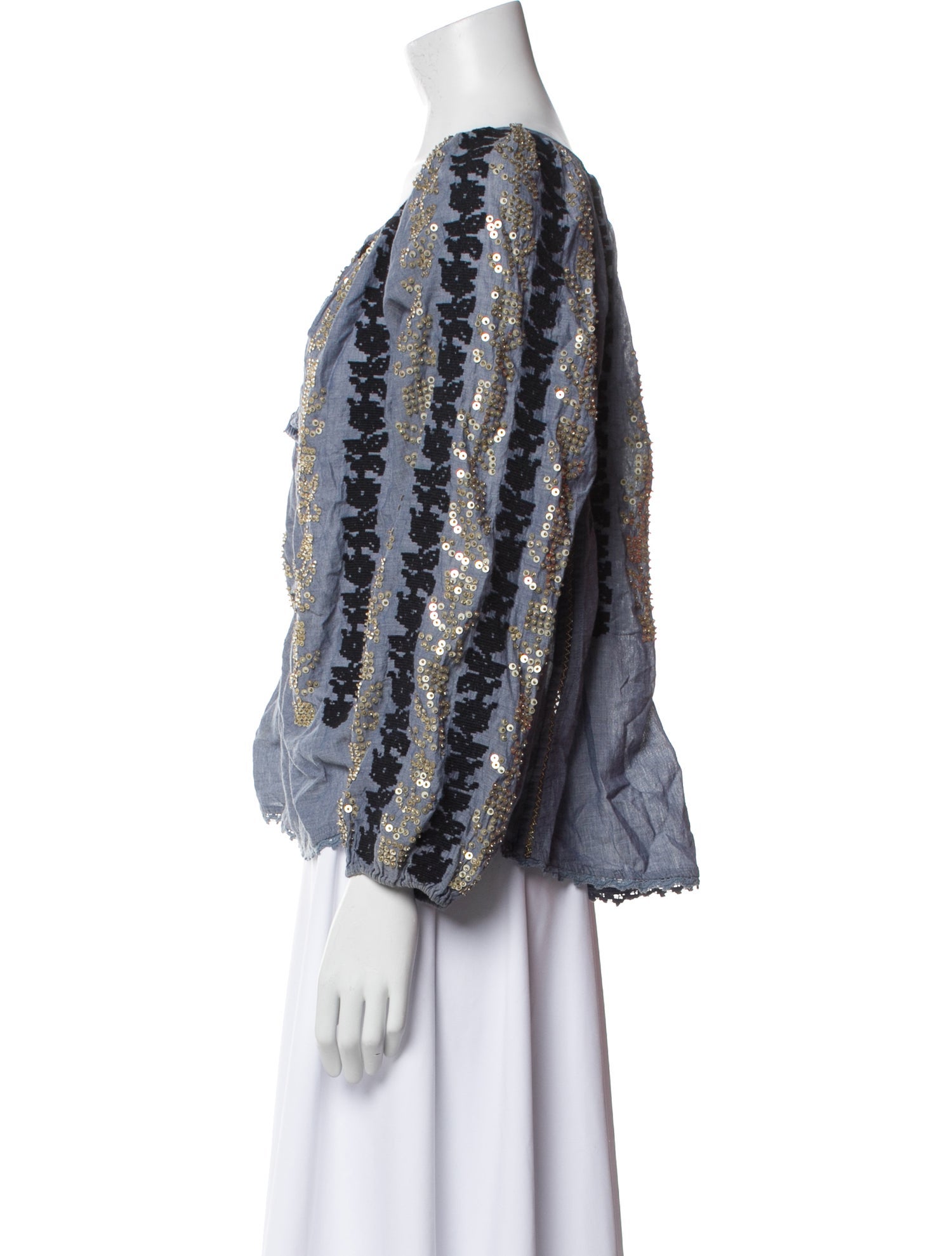 Calypso St. Barth Printed V-Neck Blouse