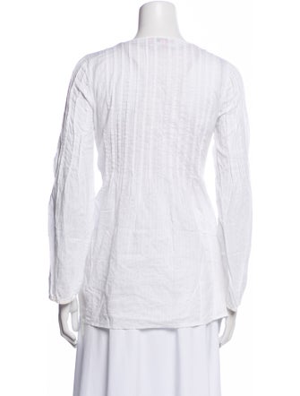 Calypso St. Barth Scoop Neck Long Sleeve Button-Up Top