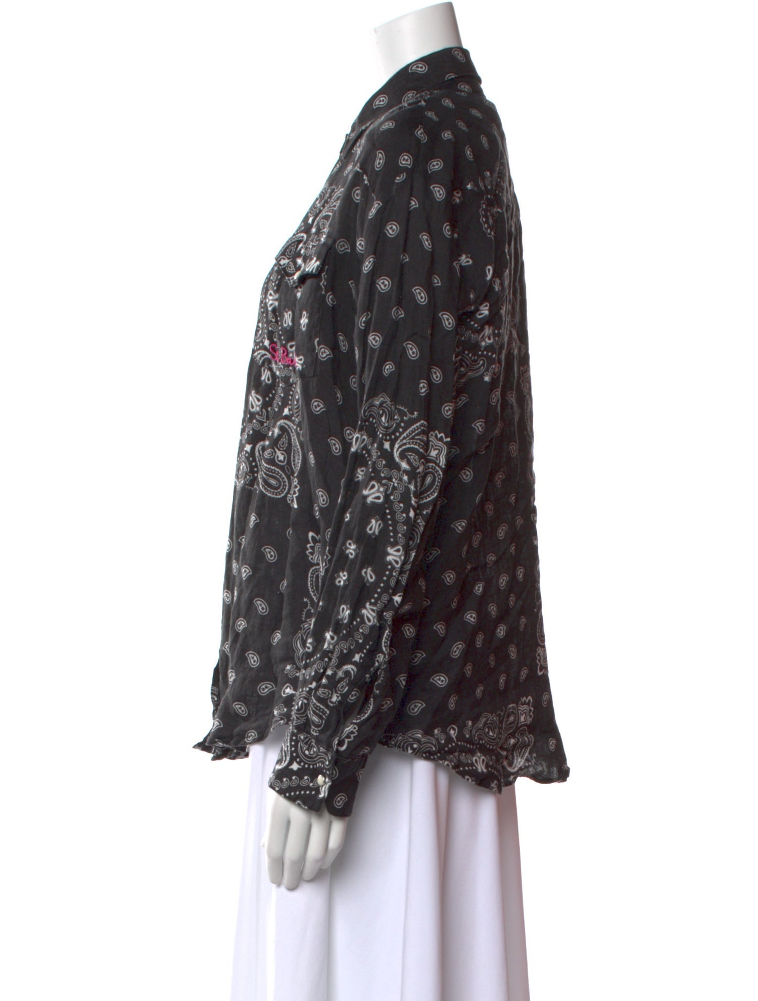 Calypso St. Barth Linen Floral Print Button-Up Top