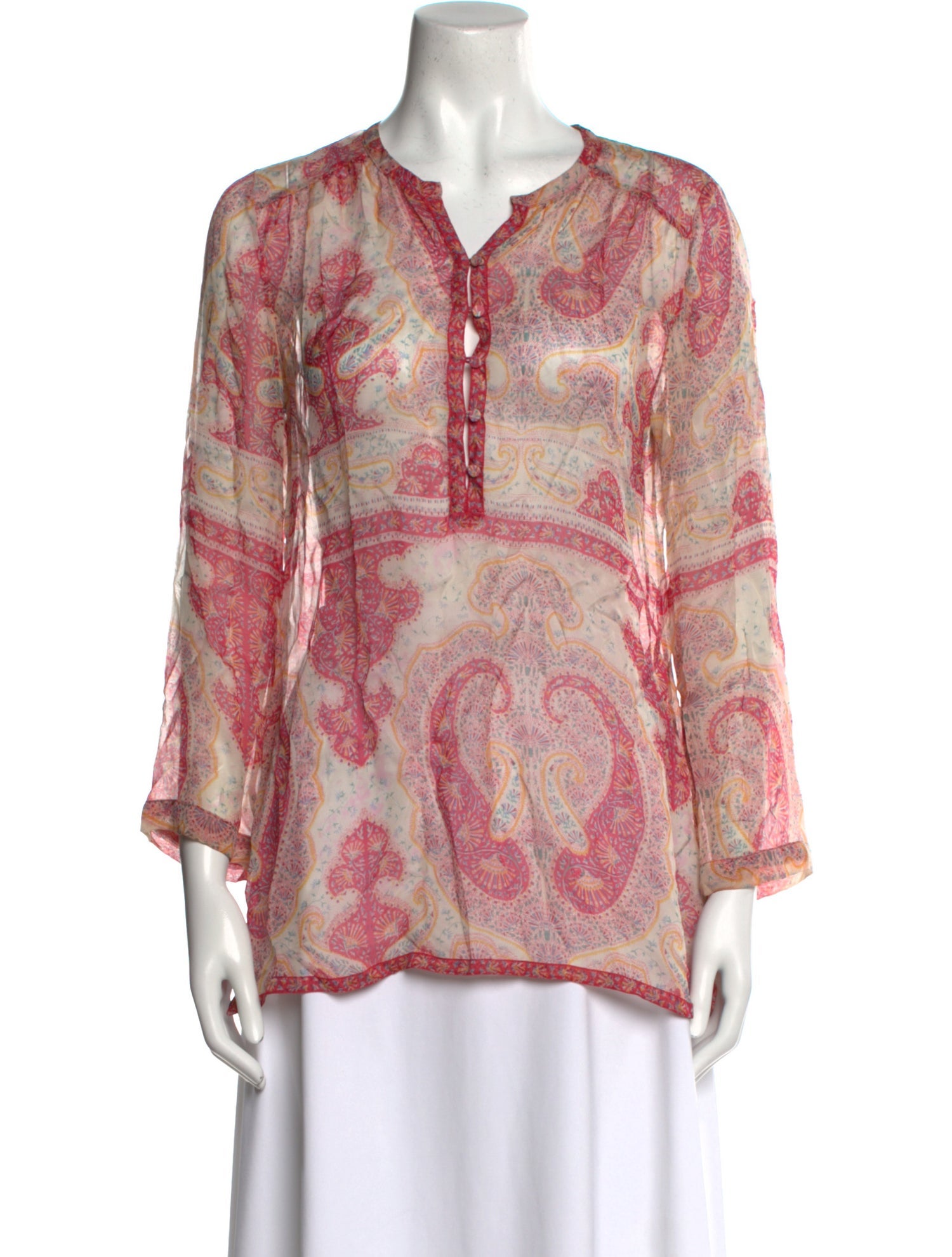 Calypso St. Barth Silk Paisley Print Blouse