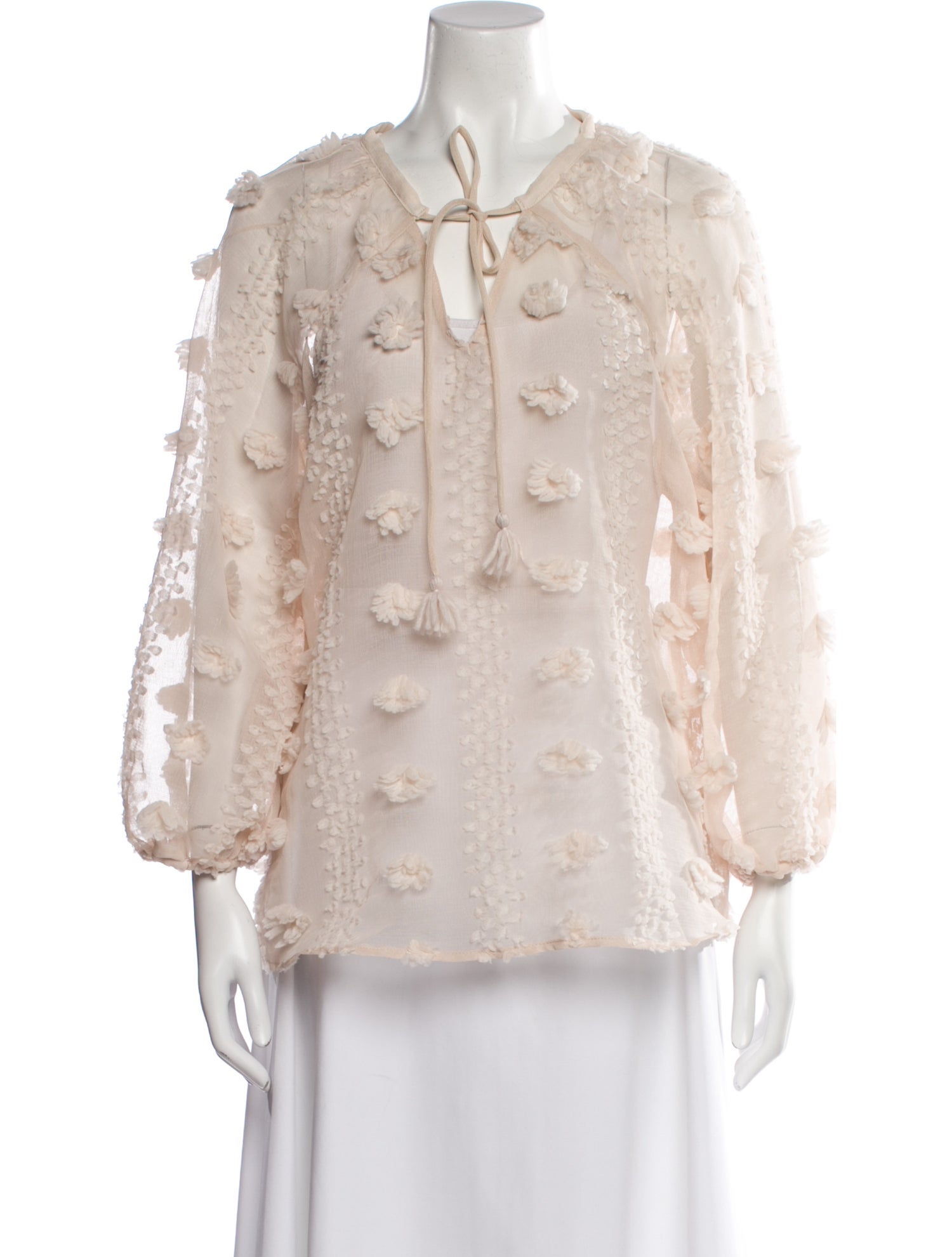 Calypso St. Barth Mock Neck Three-Quarter Sleeve Blouse