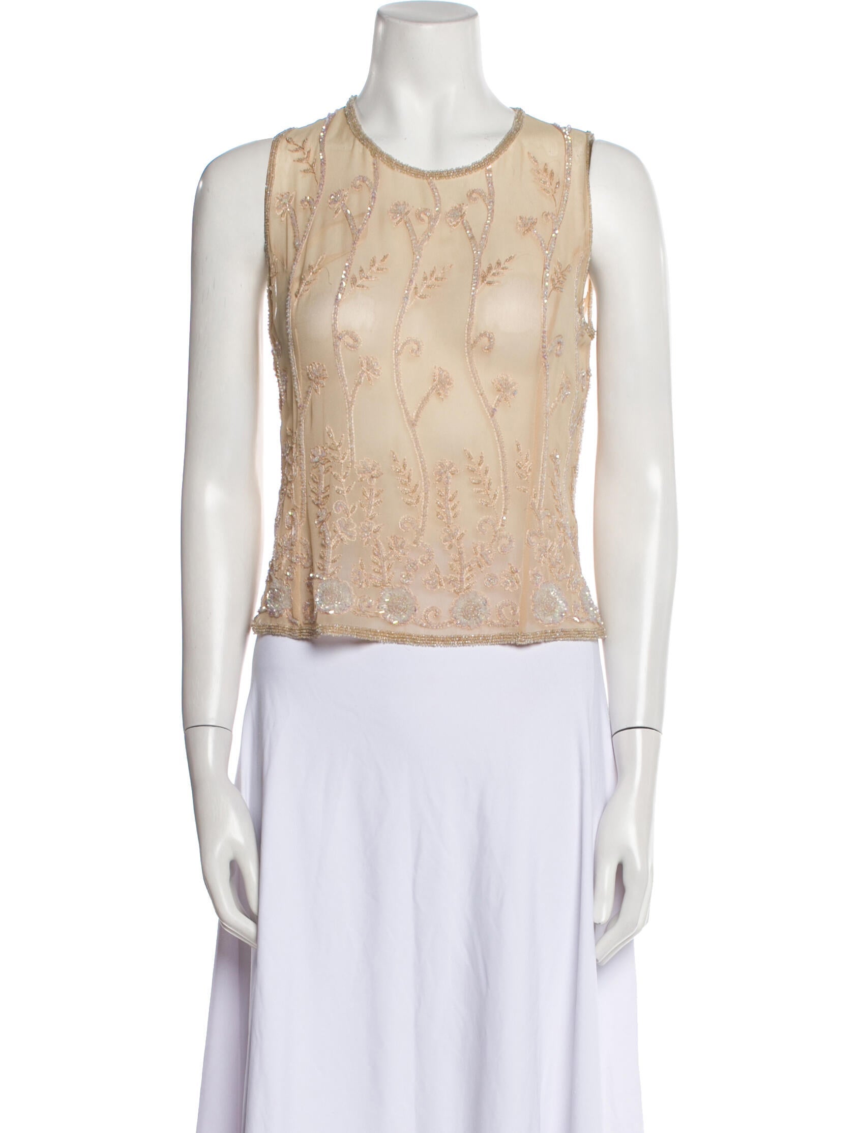 Calypso St. Barth Silk Scoop Neck Crop Top