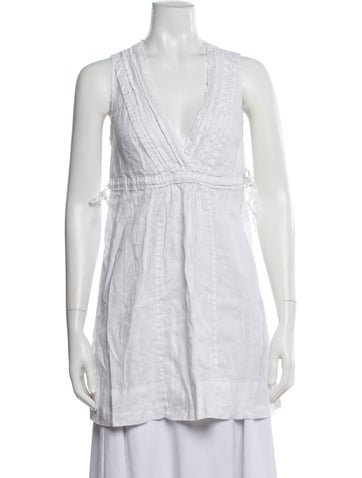 Pre-owned Calypso St Barth Linen V-neck Tunic In Neutral
