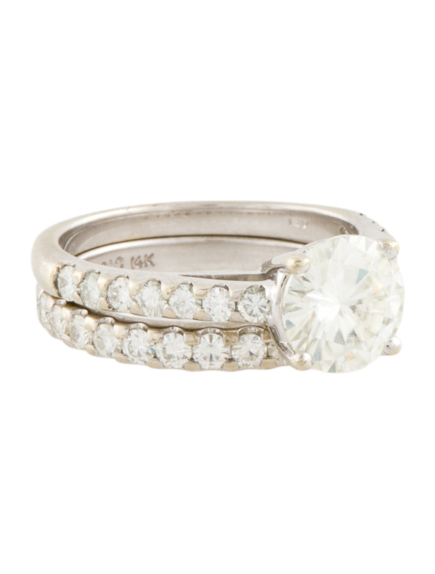 Charles And Colvard Synthetic Moissanite Engagement Ring & Wedding Band Set