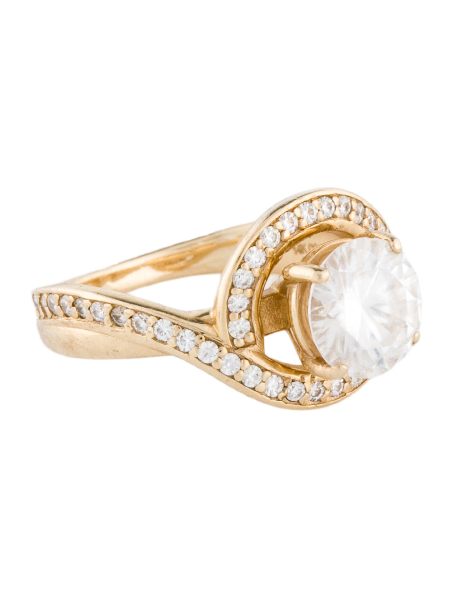 Charles And Colvard Synthetic Moissanite Halo Wrap Engagement Ring