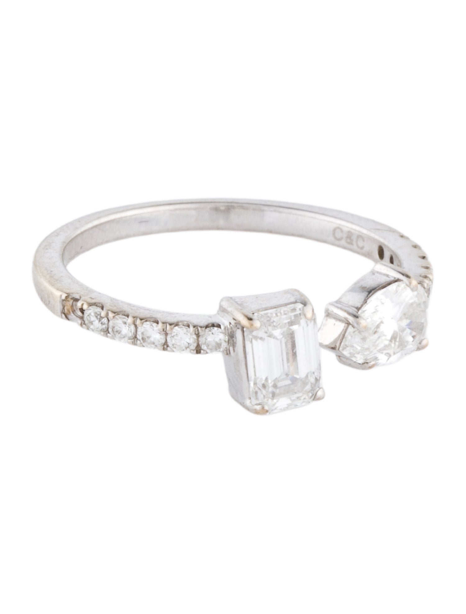 Charles And Colvard 1.19ctw Lab-Grown Diamond Toi et Moi Engagement Ring