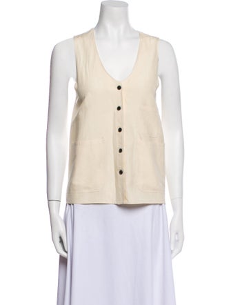 Creatures of Comfort Silk V-Neck Button-Up Top