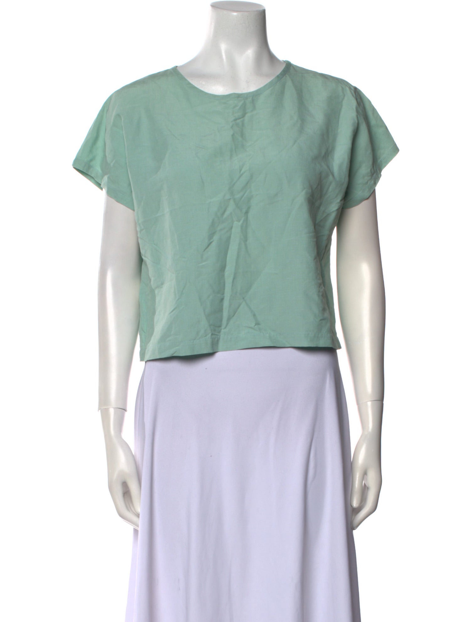 Creatures of Comfort Silk Crew Neck Crop Top