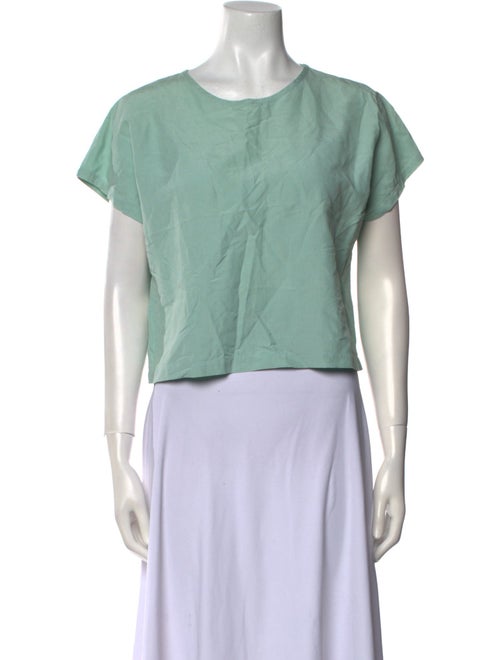 Creatures of Comfort Silk Crew Neck Crop Top