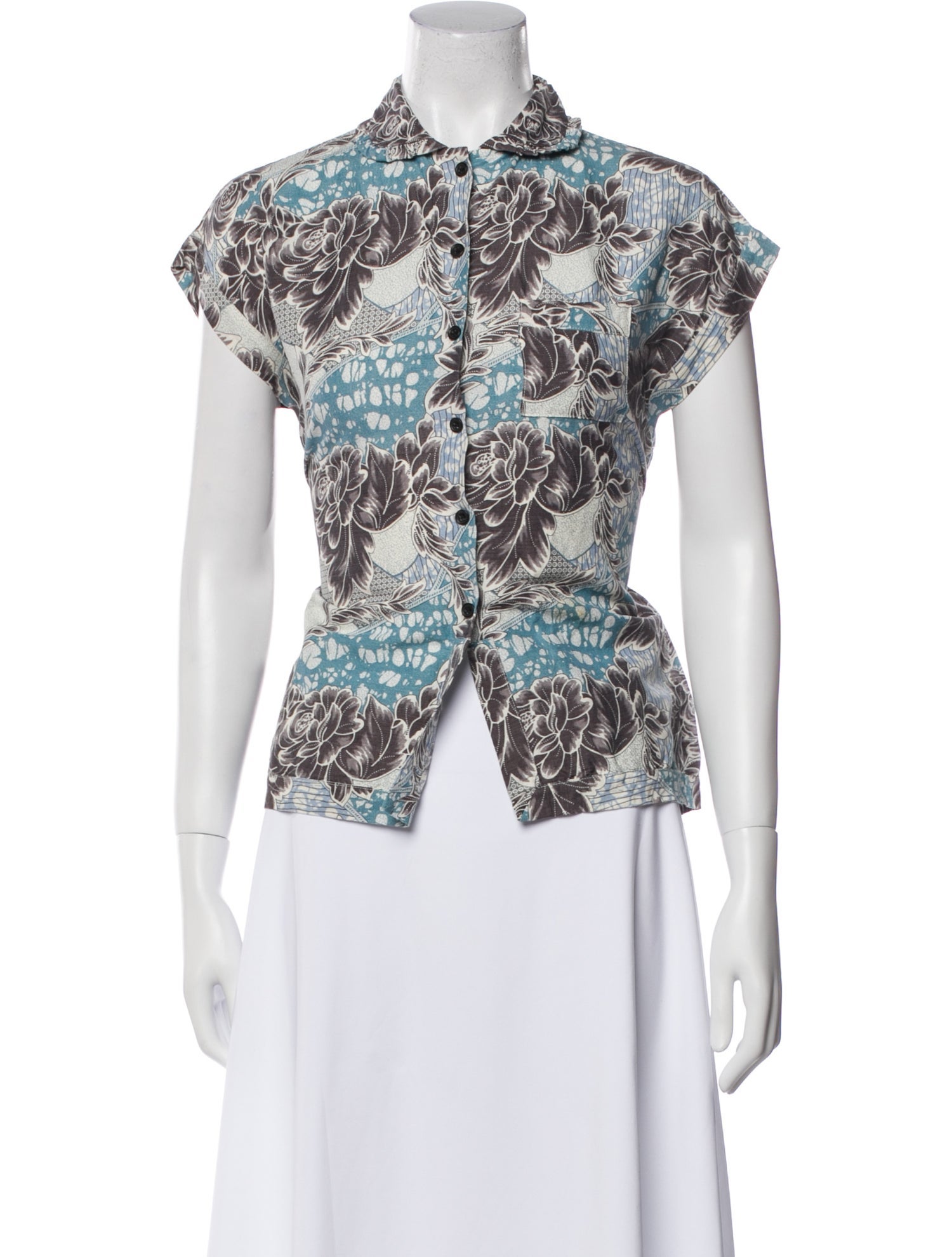 Creatures of Comfort Silk Floral Print Button-Up Top