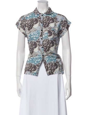 Creatures of Comfort Silk Floral Print Button-Up Top