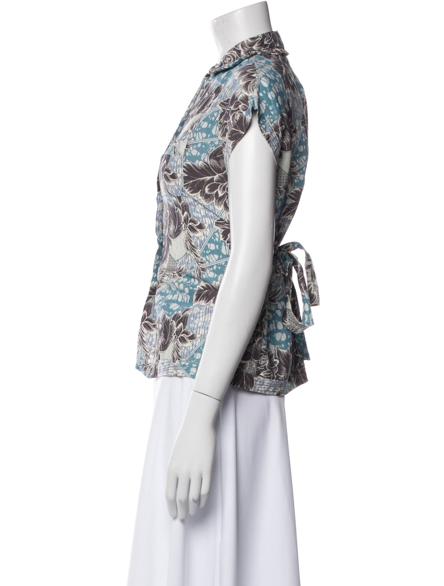 Creatures of Comfort Silk Floral Print Button-Up Top