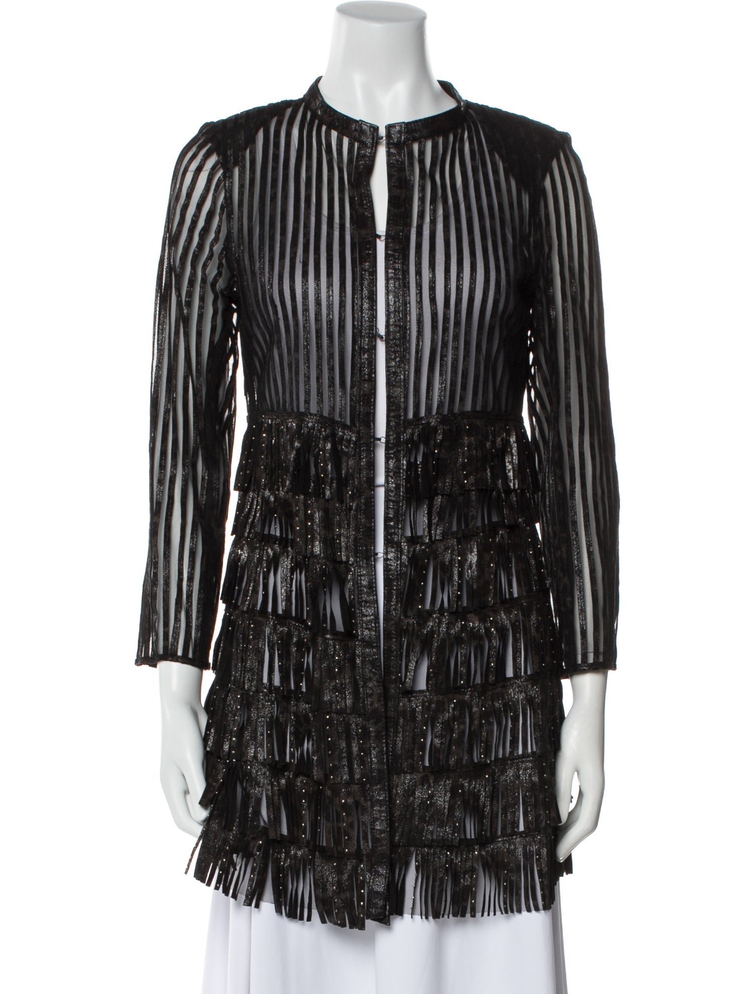Caban Romantic Leather Striped Evening Jacket