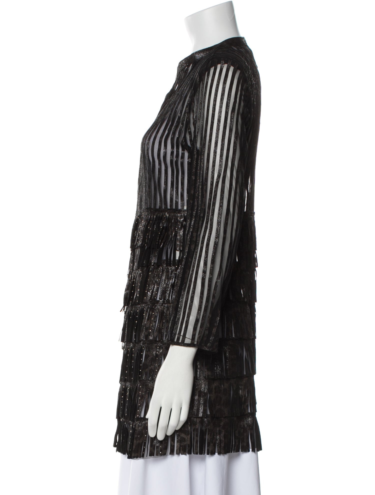 Caban Romantic Leather Striped Evening Jacket