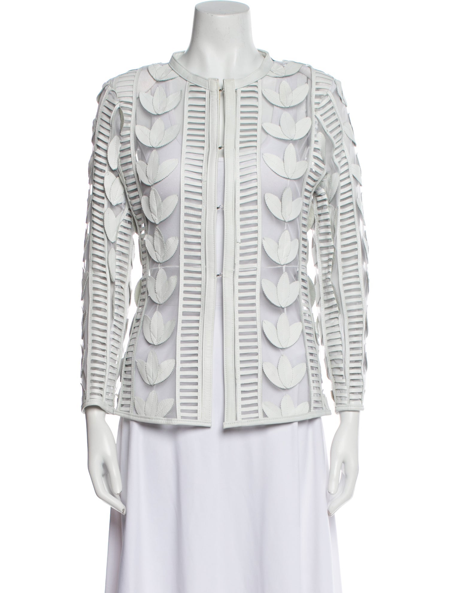 Caban Romantic Leather Patterned Evening Jacket