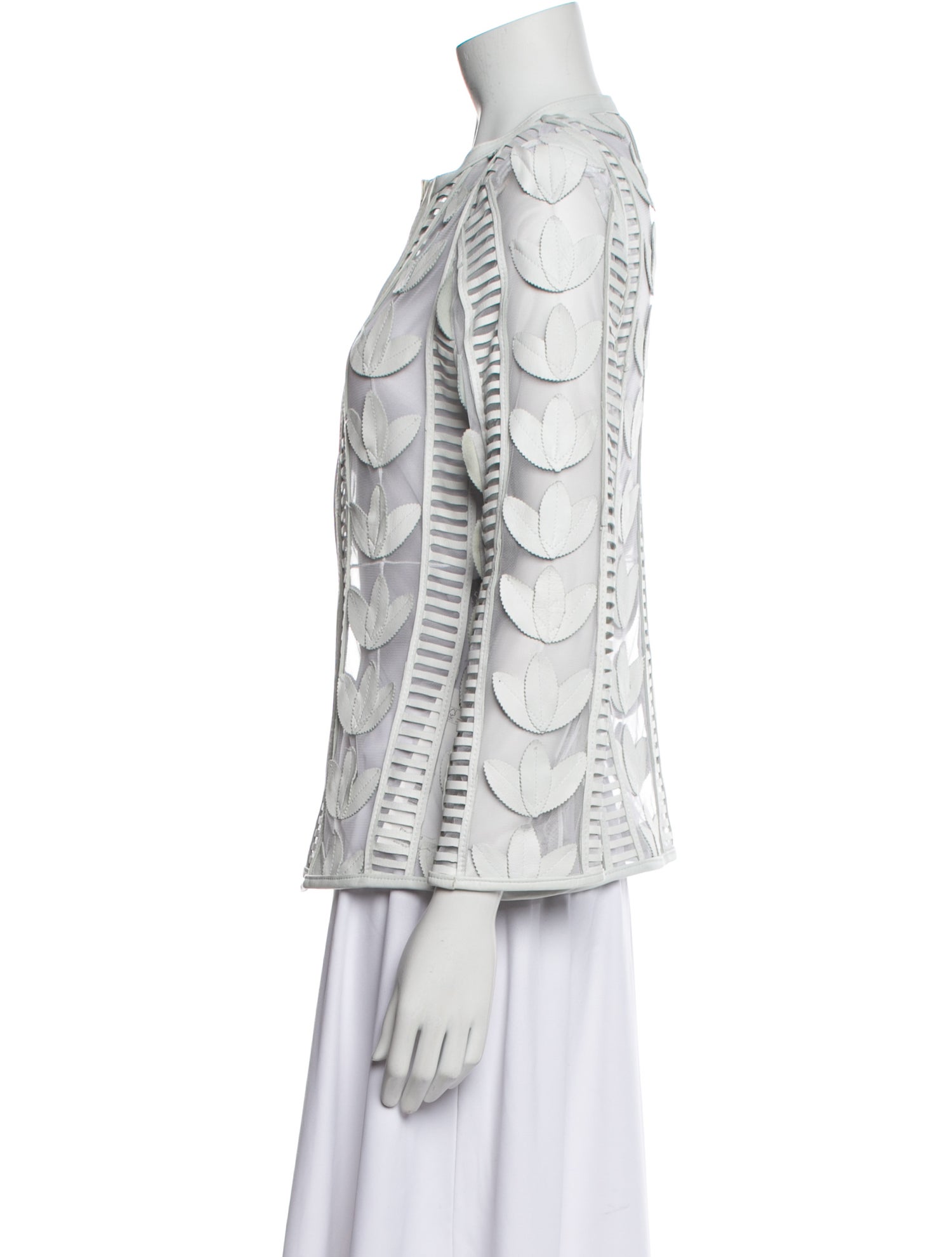 Caban Romantic Leather Patterned Evening Jacket