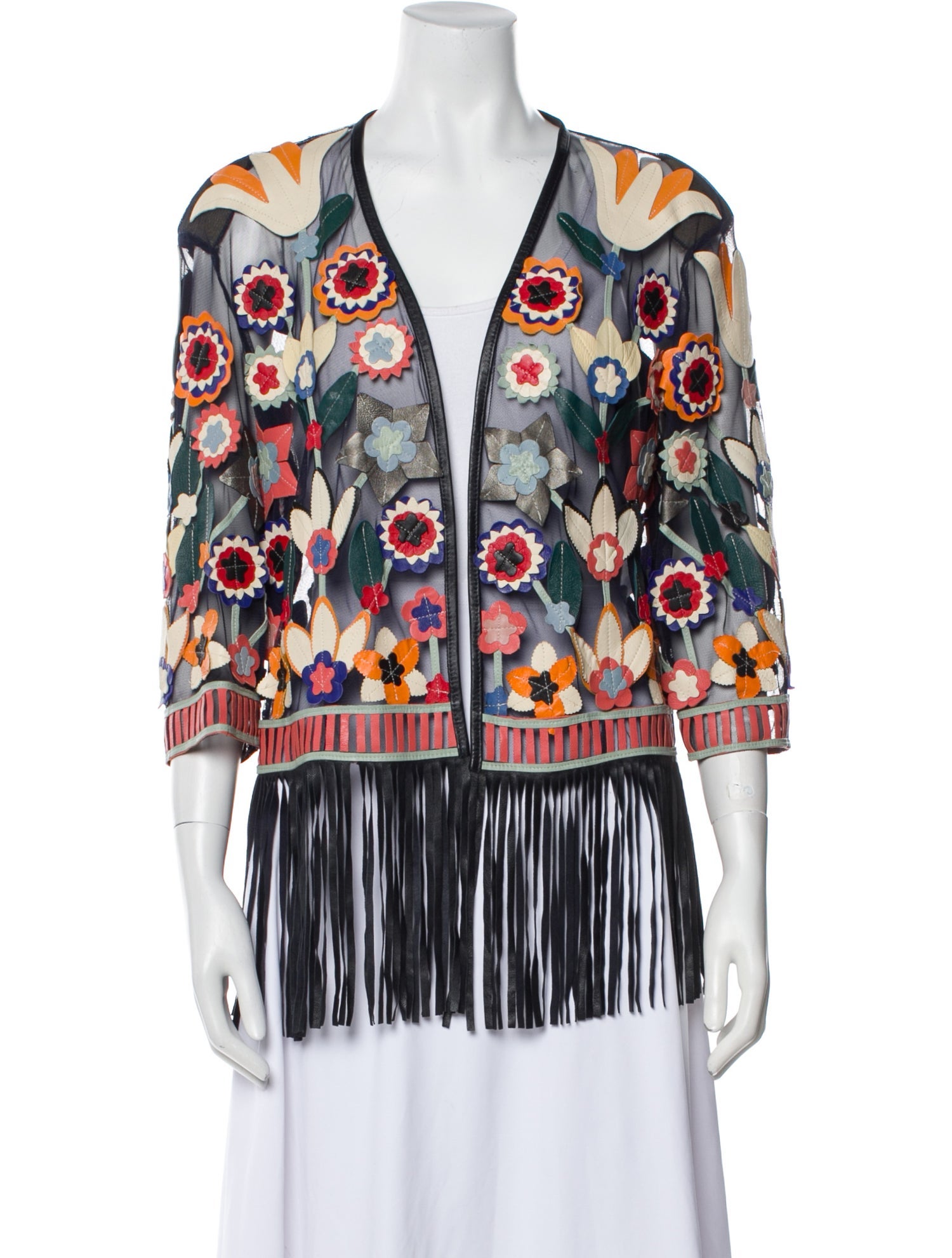 Caban Romantic Leather Printed Evening Jacket