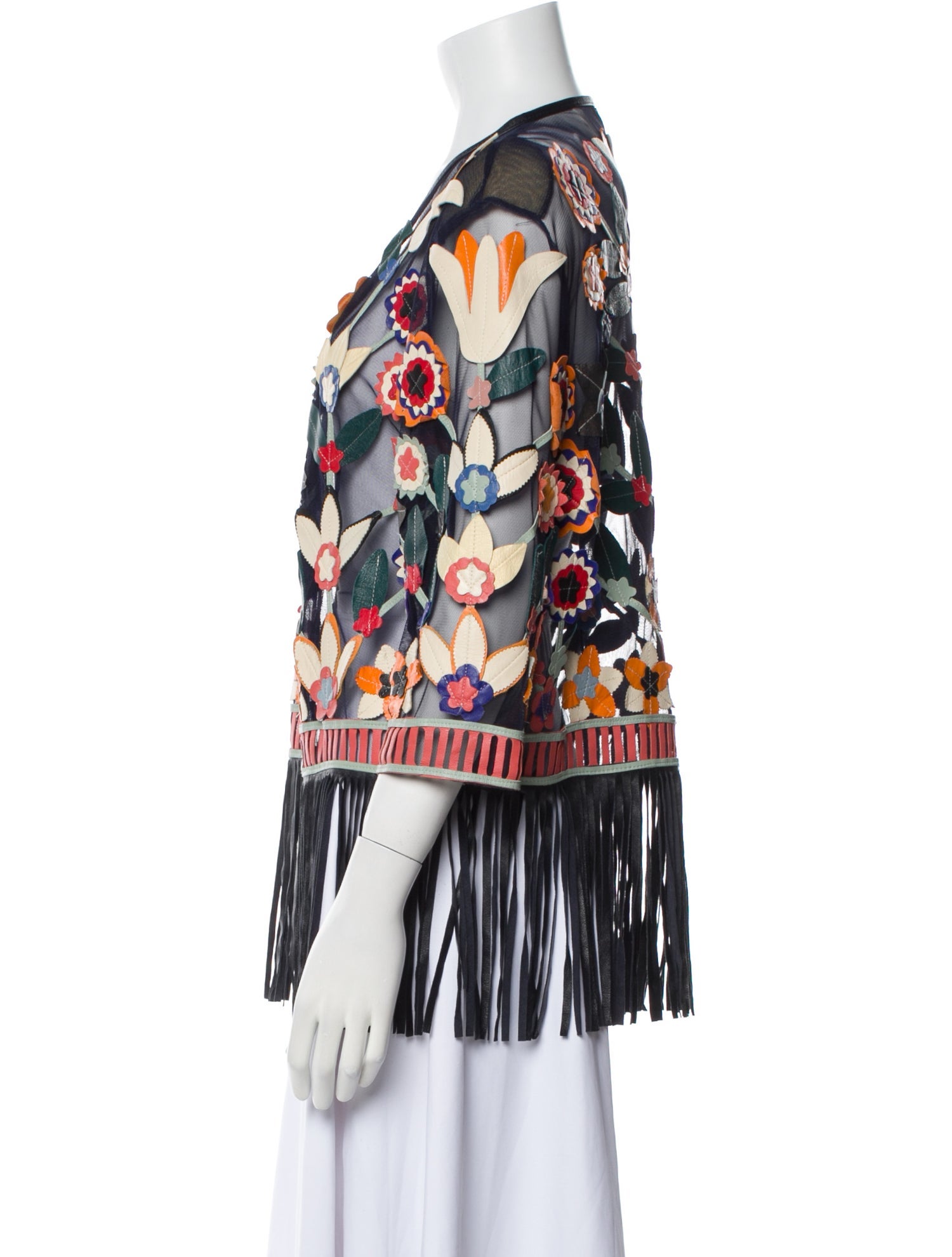 Caban Romantic Leather Printed Evening Jacket