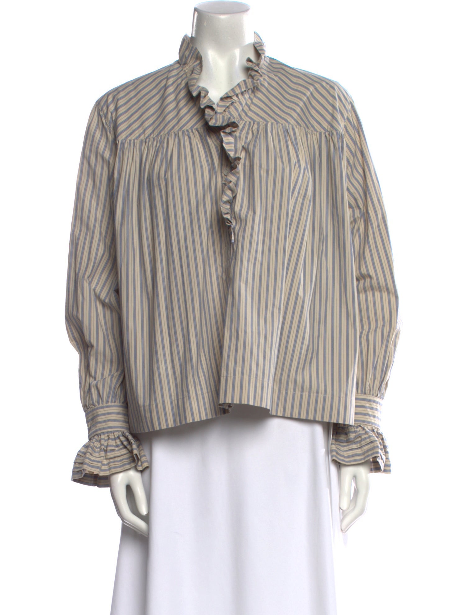 Cawley Studios Striped Long Sleeve Button-Up Top