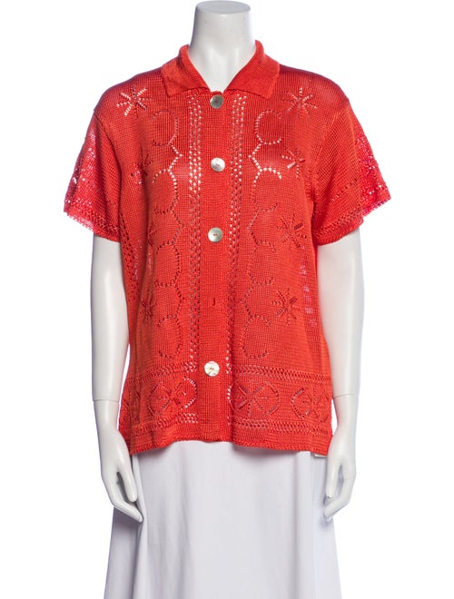 Calle del Mar Printed Short Sleeve Button-Up Top