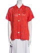 Calle del Mar Printed Short Sleeve Button-Up Top