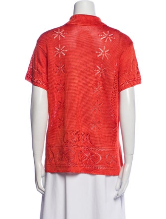 Calle del Mar Printed Short Sleeve Button-Up Top