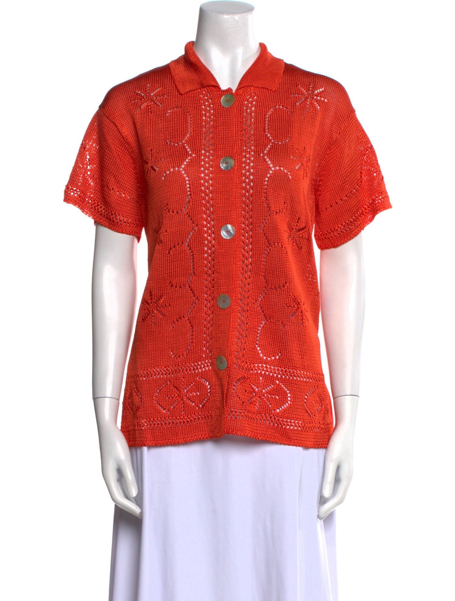 Calle del Mar Printed Short Sleeve Button-Up Top