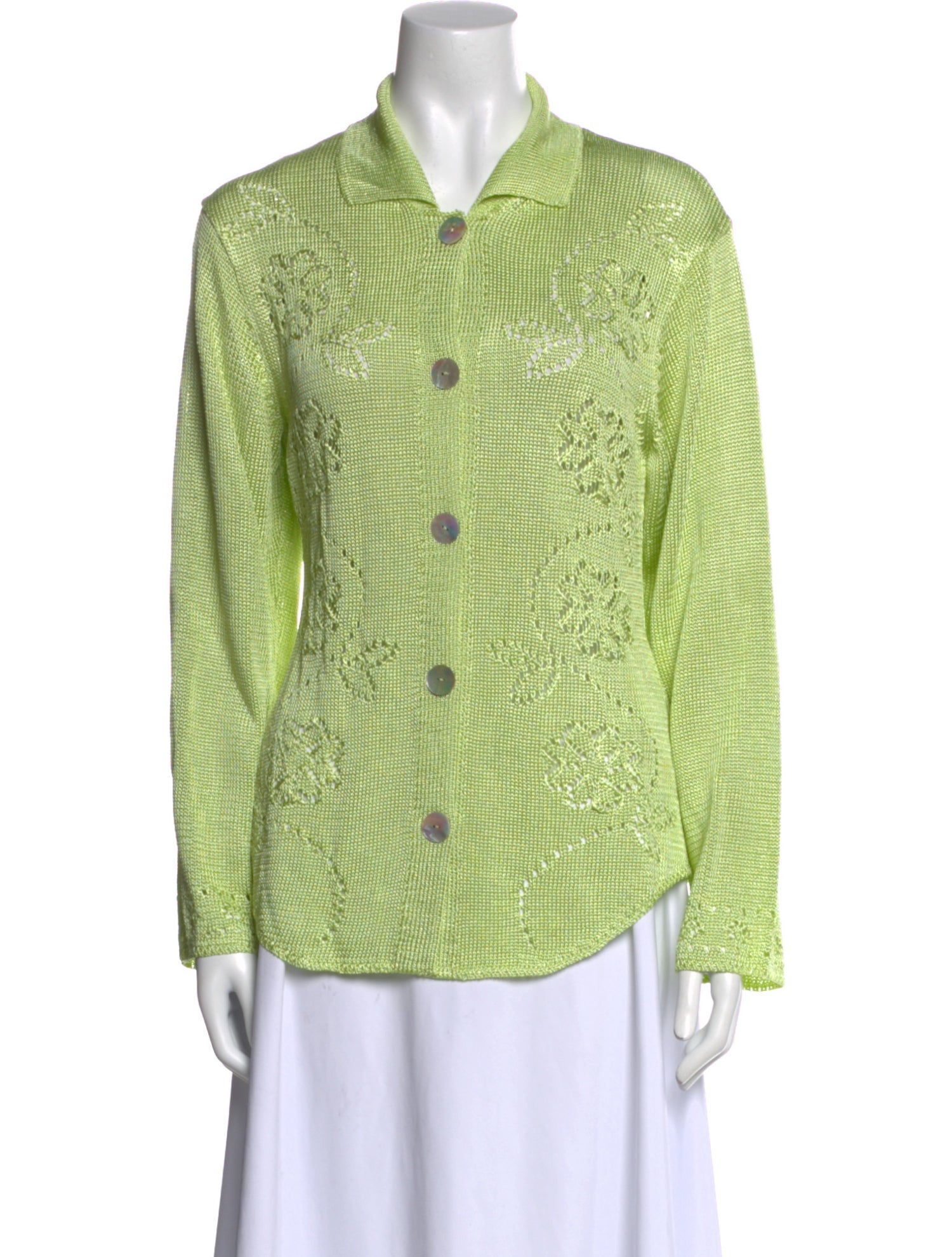 Calle del Mar Printed Long Sleeve Button-Up Top