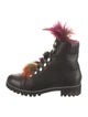 Cecelia Leather Fur Trim Combat Boots