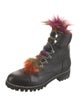 Cecelia Leather Fur Trim Combat Boots