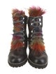 Cecelia Leather Fur Trim Combat Boots